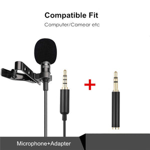 1.5m Mini Portable Lavalier Microphone Condenser Clip-on Lapel Mic Wired Mikrofo/Microfon for Phone for Laptop PC - Larry's Anything Goes