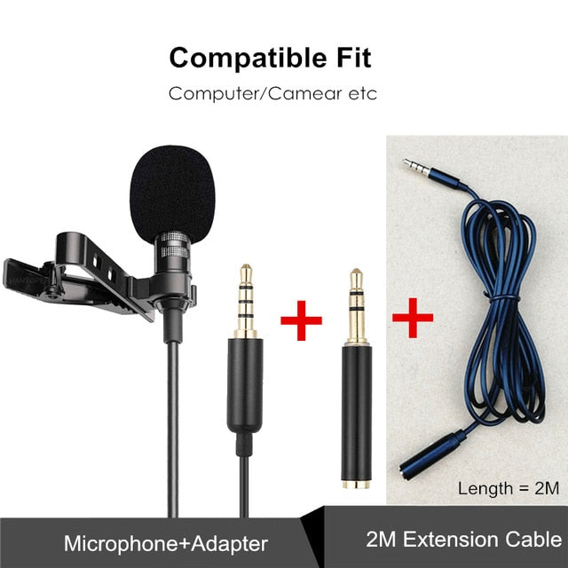 1.5m Mini Portable Lavalier Microphone Condenser Clip-on Lapel Mic Wired Mikrofo/Microfon for Phone for Laptop PC - Larry's Anything Goes