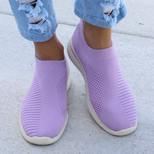 Women Flat Slip on White Shoes Woman Lightweight White Sneakers Summer Autumn Casual Chaussures Femme Basket Flats Shoes - Larry's Anything Goes