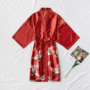 Fashion Satin Robe Female Bathrobe Sexy peignoir femme Silk Kimono Bride Dressing gown sleepwear Night Grow For Women - Larry's Anything Goes