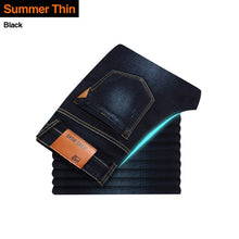Load image into Gallery viewer, Brother Wang Classic style Men Brand Jeans Business Casual Stretch Slim Denim Pants Light Blue Black Trousers Male - Larry&#39;s Anything Goes