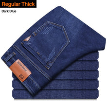 Load image into Gallery viewer, Brother Wang Classic style Men Brand Jeans Business Casual Stretch Slim Denim Pants Light Blue Black Trousers Male - Larry&#39;s Anything Goes