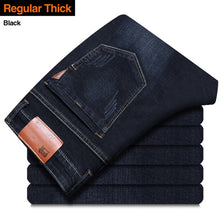 Load image into Gallery viewer, Brother Wang Classic style Men Brand Jeans Business Casual Stretch Slim Denim Pants Light Blue Black Trousers Male - Larry&#39;s Anything Goes
