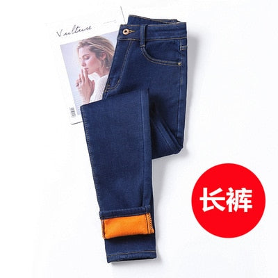 Winter Warm Jeans Woman 2020 High Waist Casual Velvet Ladies Trousers Female Pantalon Denim jeans for Women Pants Plus size 40 - Larry's Anything Goes