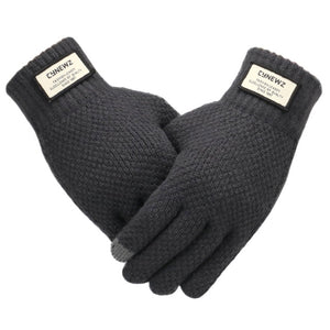 Winter Men Knitted Gloves Touch Screen High Quality Male Mitten Thicken Warm Wool Cashmere Solid Men Business Gloves Autumn - Larry's Anything Goes
