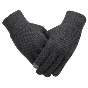 Winter Men Knitted Gloves Touch Screen High Quality Male Mitten Thicken Warm Wool Cashmere Solid Men Business Gloves Autumn - Larry's Anything Goes