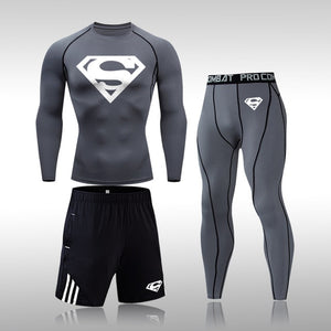 Tracksuit Men Sports Suit Gym Fitness Compression Clothes Running Jogging Sportwear Exercise Workout Rashguard Tights - Larry's Anything Goes