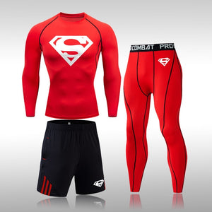 Tracksuit Men Sports Suit Gym Fitness Compression Clothes Running Jogging Sportwear Exercise Workout Rashguard Tights - Larry's Anything Goes