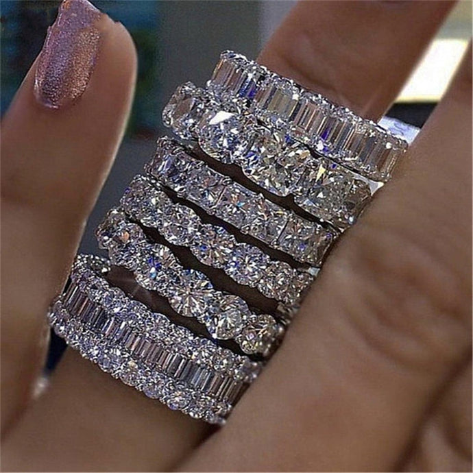 Luxury 925 Sterling Silver Wedding Band Eternity Ring For Women Big Gift For Ladies Love Wholesale Lots Bulk Jewelry R4577 - Larry's Anything Goes