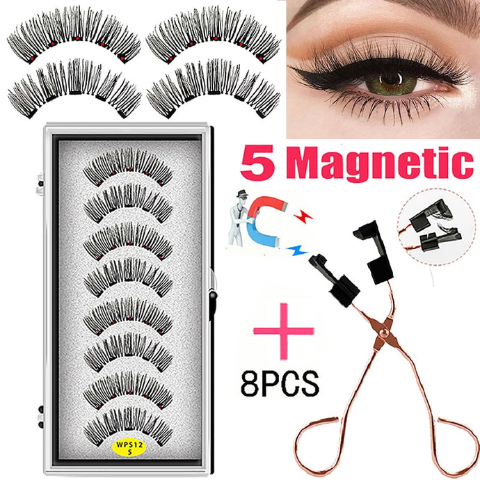 LEKOFO 4 Pairs 5 Magnet Magnetic False Eyelashes Handmade Mink Eye Lashes faux cils magnetique 3D Natural magnetic Lashes WSP - Larry's Anything Goes