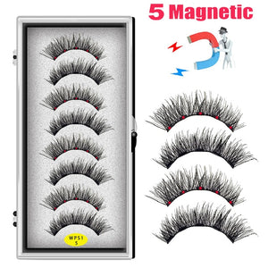 LEKOFO 4 Pairs 5 Magnet Magnetic False Eyelashes Handmade Mink Eye Lashes faux cils magnetique 3D Natural magnetic Lashes WSP - Larry's Anything Goes