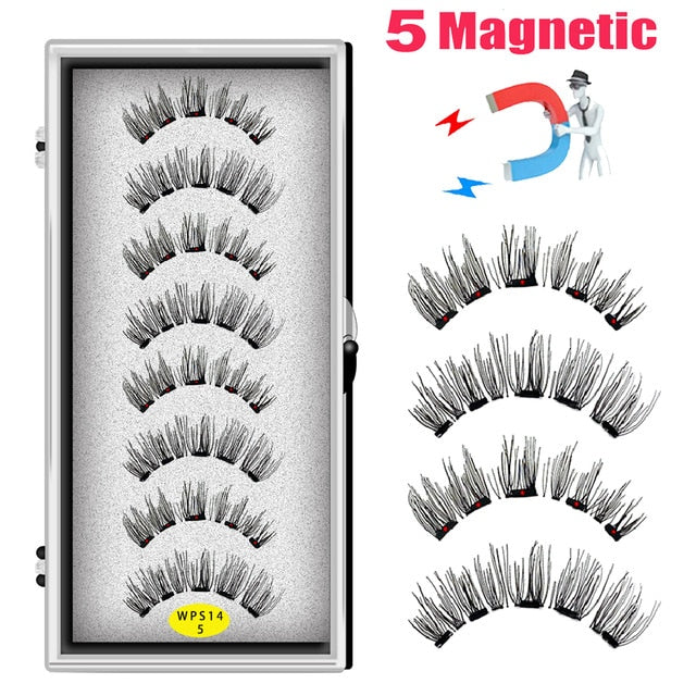 LEKOFO 4 Pairs 5 Magnet Magnetic False Eyelashes Handmade Mink Eye Lashes faux cils magnetique 3D Natural magnetic Lashes WSP - Larry's Anything Goes