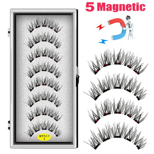 LEKOFO 4 Pairs 5 Magnet Magnetic False Eyelashes Handmade Mink Eye Lashes faux cils magnetique 3D Natural magnetic Lashes WSP - Larry's Anything Goes