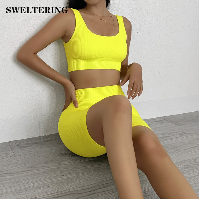 Seamless Sport Set Women Bra And Short Pants Sportswear 2 Piece Workout Outfit Active Fitness Suit Yoga Gym Sets Gym Clothes - Larry's Anything Goes