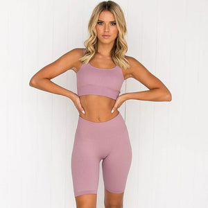 Seamless Sport Set Women Bra And Short Pants Sportswear 2 Piece Workout Outfit Active Fitness Suit Yoga Gym Sets Gym Clothes - Larry's Anything Goes