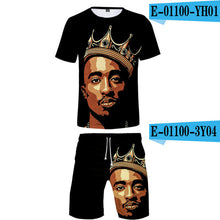 Load image into Gallery viewer, Tupac Amaru Shakur Two Pieces Sets Men 3D T Shirts+Shorts Suit Men Summer Tops Tees Rapper Tupac Fashion T-shirt Men Clothing - Larry&#39;s Anything Goes