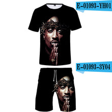 Load image into Gallery viewer, Tupac Amaru Shakur Two Pieces Sets Men 3D T Shirts+Shorts Suit Men Summer Tops Tees Rapper Tupac Fashion T-shirt Men Clothing - Larry&#39;s Anything Goes