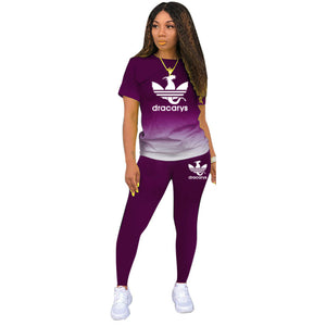 Tracksuits Women 2 Pieces Sets short Sleeve O-Neck Pullover Top Trousers Sportswear Sports Suit Female Clothes Spring 2021 New - Larry's Anything Goes