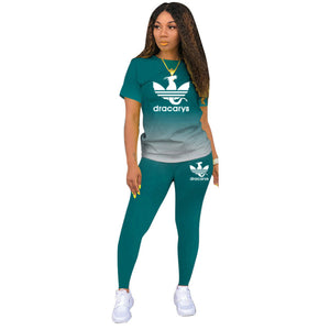 Tracksuits Women 2 Pieces Sets short Sleeve O-Neck Pullover Top Trousers Sportswear Sports Suit Female Clothes Spring 2021 New - Larry's Anything Goes