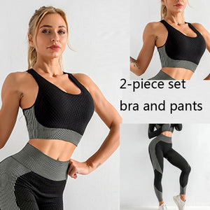 3 PCS Women Yoga Sets Fitness Sport Wear Leggings High Support Bra Crop Top Workout Clothes Gym Seamless Yoga Suits Gym Clothes - Larry's Anything Goes