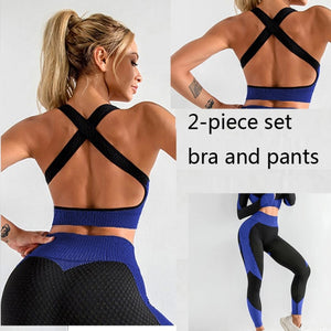 3 PCS Women Yoga Sets Fitness Sport Wear Leggings High Support Bra Crop Top Workout Clothes Gym Seamless Yoga Suits Gym Clothes - Larry's Anything Goes