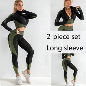 3 PCS Women Yoga Sets Fitness Sport Wear Leggings High Support Bra Crop Top Workout Clothes Gym Seamless Yoga Suits Gym Clothes - Larry's Anything Goes