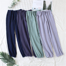 Load image into Gallery viewer, Japanese pajamas men and women spring and autumn home pants cotton washed double gauze loose comfortable trousers casual pants