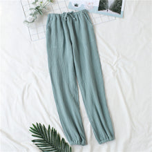 Load image into Gallery viewer, Japanese pajamas men and women spring and autumn home pants cotton washed double gauze loose comfortable trousers casual pants