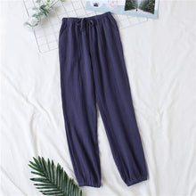 Load image into Gallery viewer, Japanese pajamas men and women spring and autumn home pants cotton washed double gauze loose comfortable trousers casual pants