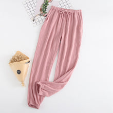 Load image into Gallery viewer, Japanese pajamas men and women spring and autumn home pants cotton washed double gauze loose comfortable trousers casual pants