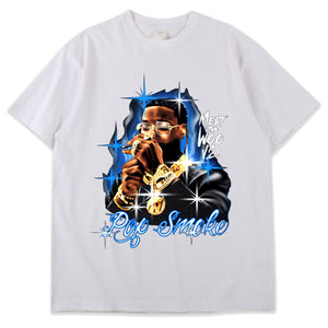 2021 New Pop Smoke Fashion T Shirt Hip Hop Streetwear Male T-Shirt Men Rapper The Woo King Casual Tops 100% Cotton Tee Shirt - Larry's Anything Goes