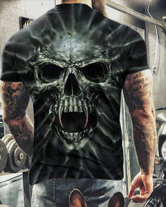 Fashion Summer Horror Skull 3D Print Men&#39;s T-Shirt O-Neck Short Sleeve Casual Breathable Oversized Male T Shirt Top Men Clothing - Larry's Anything Goes