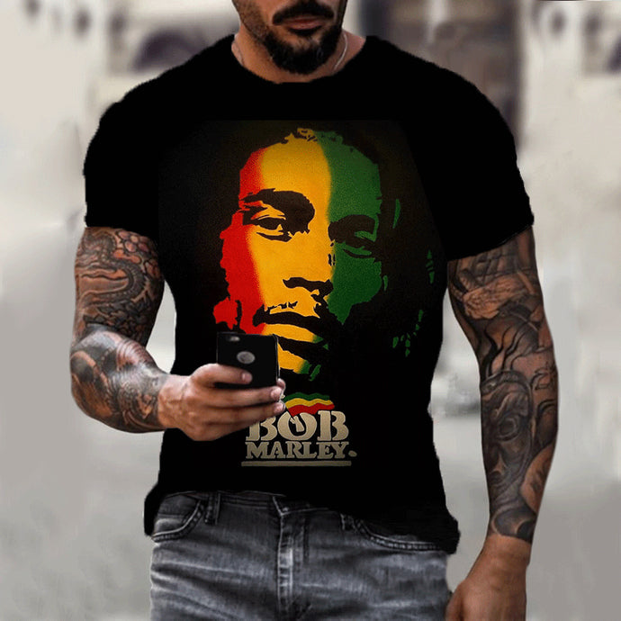 Harajuku 3d T-shirt Bob Marley Print Men's Short-sleeved Summer Casual Breathable Oversized T-shirt Fashion Popular Rapper Top - Larry's Anything Goes