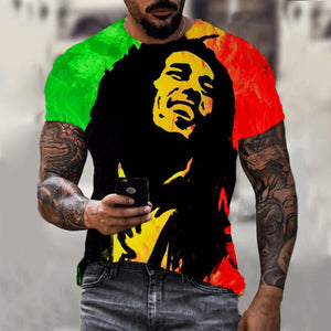 Harajuku 3d T-shirt Bob Marley Print Men&#39;s Short-sleeved Summer Casual Breathable Oversized T-shirt Fashion Popular Rapper Top - Larry's Anything Goes