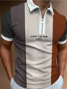 New Summer High Quality Men Polo Shirts High Street Print Casual Short Sleeve Mens Shirts Turn-Down Collar Zipper Polo Shirt Men - Larry's Anything Goes