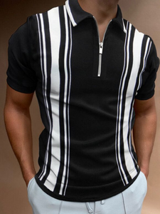 New Summer High Quality Men Polo Shirts High Street Print Casual Short Sleeve Mens Shirts Turn-Down Collar Zipper Polo Shirt Men - Larry's Anything Goes