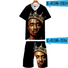 Load image into Gallery viewer, Tupac Amaru Shakur Two Pieces Sets Men 3D T Shirts+Shorts Suit Men Summer Tops Tees Rapper Tupac Fashion T-shirt Men Clothing - Larry&#39;s Anything Goes