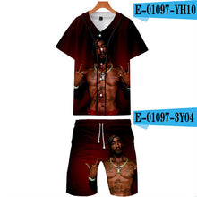 Load image into Gallery viewer, Tupac Amaru Shakur Two Pieces Sets Men 3D T Shirts+Shorts Suit Men Summer Tops Tees Rapper Tupac Fashion T-shirt Men Clothing - Larry&#39;s Anything Goes