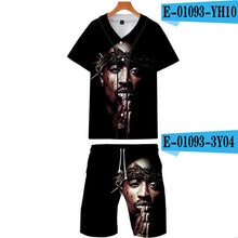 Load image into Gallery viewer, Tupac Amaru Shakur Two Pieces Sets Men 3D T Shirts+Shorts Suit Men Summer Tops Tees Rapper Tupac Fashion T-shirt Men Clothing - Larry&#39;s Anything Goes