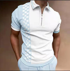 New Summer High Quality Men Polo Shirts High Street Print Casual Short Sleeve Mens Shirts Turn-Down Collar Zipper Polo Shirt Men - Larry's Anything Goes