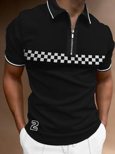 New Summer High Quality Men Polo Shirts High Street Print Casual Short Sleeve Mens Shirts Turn-Down Collar Zipper Polo Shirt Men - Larry's Anything Goes