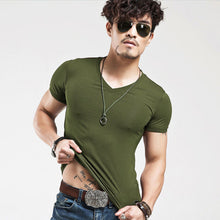 Load image into Gallery viewer, 2022 Brand New Men T Shirt Tops V neck Short Sleeve Tees Men&#39;s Fashion Fitness Hot T-shirt For Male Free Shipping Size 5XL - Larry&#39;s Anything Goes