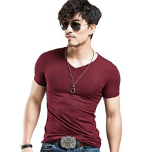 Load image into Gallery viewer, 2022 Brand New Men T Shirt Tops V neck Short Sleeve Tees Men&#39;s Fashion Fitness Hot T-shirt For Male Free Shipping Size 5XL - Larry&#39;s Anything Goes