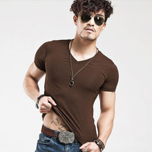 Load image into Gallery viewer, 2022 Brand New Men T Shirt Tops V neck Short Sleeve Tees Men&#39;s Fashion Fitness Hot T-shirt For Male Free Shipping Size 5XL - Larry&#39;s Anything Goes