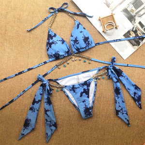 In-X Shiny diamond bikini 2021 Sexy push up halter swimsuit female crystal swimwear women Brazilian biquini Bathing suit new - Larry's Anything Goes