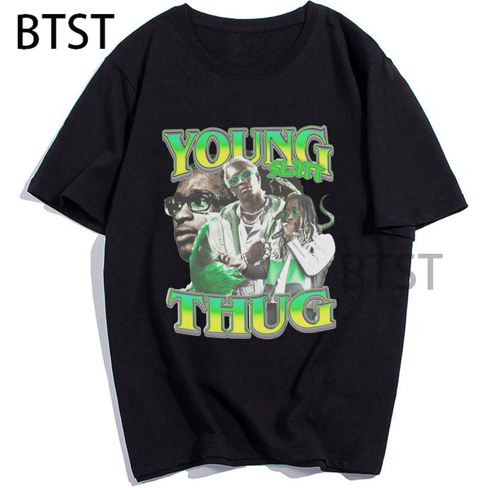 Young Thug Rapper Funny Print Men T-Shirt Top Graphic Simple Style Tshirt Hip hop T Shirts Harajuku Clothing Summer streetwear - Larry's Anything Goes