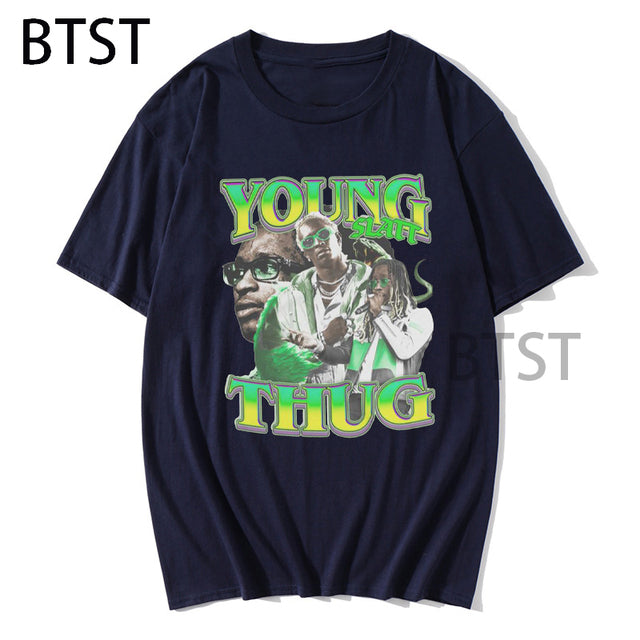 Young Thug Rapper Funny Print Men T-Shirt Top Graphic Simple Style Tshirt Hip hop T Shirts Harajuku Clothing Summer streetwear - Larry's Anything Goes