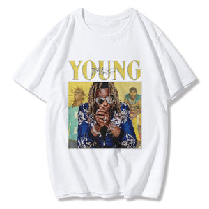 Young Thug Rapper Funny Print Men T-Shirt Top Graphic Simple Style Tshirt Hip hop T Shirts Harajuku Clothing Summer streetwear - Larry's Anything Goes