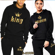 Load image into Gallery viewer, 2022 Fashion Couple Sportwear Set KING or QUEEN Printed Hooded Suits 2PCS Set Hoodie and Pants S-4XL - Larry&#39;s Anything Goes