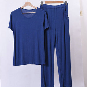 Summer Plus Size 8XL 170KG Men Pajamas Sets Modal Home Wear Set Soft Casual Sleep Wear Short Sleeve Top and Long Pants